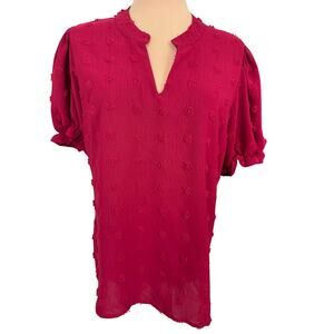 B Collection by Bobeau Red Textured Womens Medium Boho top